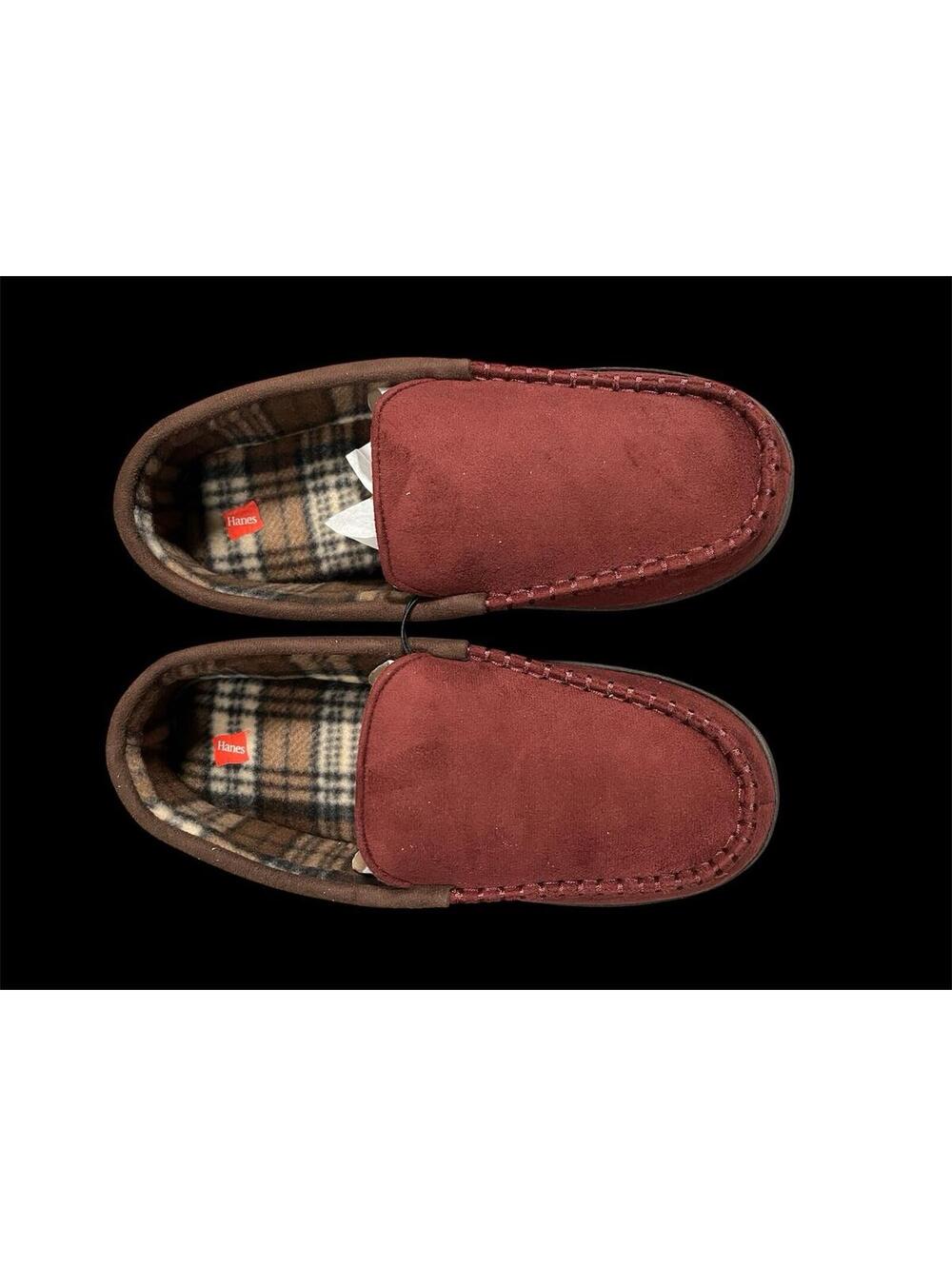 NEW HANES MENS MEMORY FOAM SLIPPERS BURGANDY Size 8-9 NEW WITH TAGS